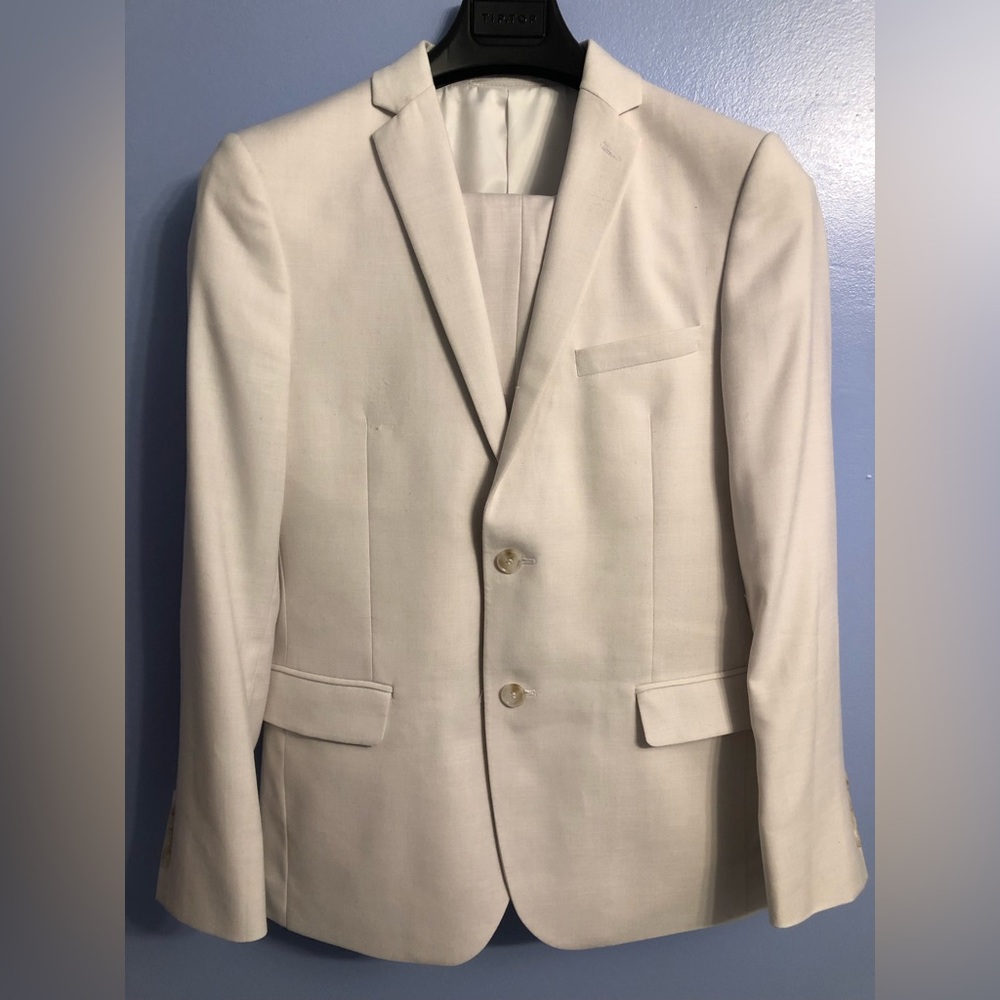 Grafton Tip Top Tailors Mens White Formal Suit Small Slim Fit Jacket/Pants
